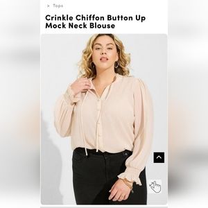 Torrid 1 Crinkle Chiffon button up mock neck blouse